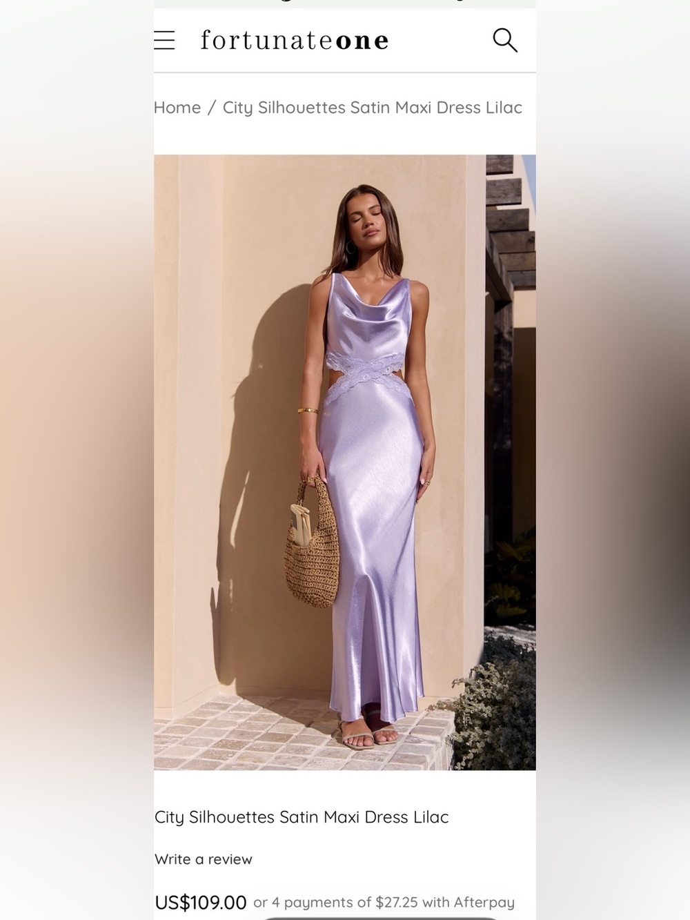 Fortunate One City Silhouette Maxi Dress in Lilac
